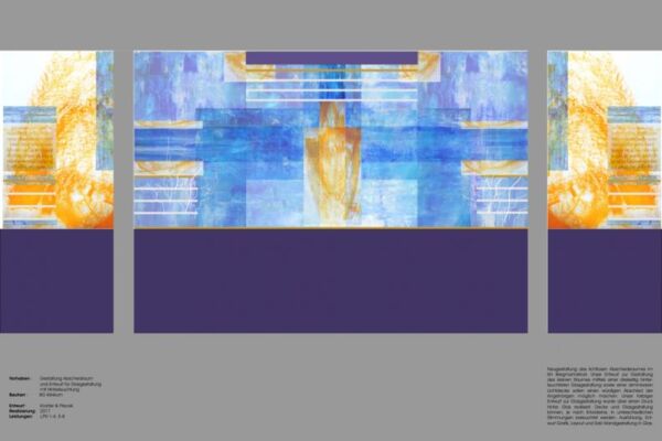 Entwurf Glasgestaltung für Abschiedraum in Leipzig