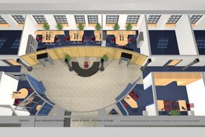 Empfang Stadtwerke WB - Innenarchitektur Bürogebäude