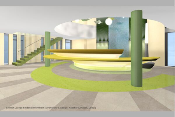 Entwurf Gestaltung für Lounge und Foyer im Studentenwohnheim