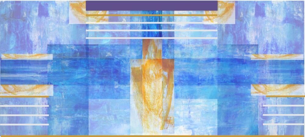 Entwurf für dimmbare, farbige Glasgestaltung für Abschiedraum in Leipzig